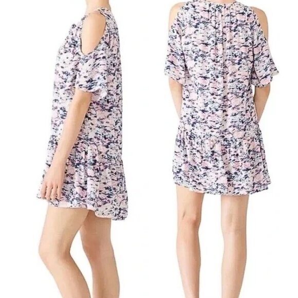 NWOT AMANDA UPRICHARD Ora Cold-Shoulder Pink Snakeskin Dress Dropwaist Size SP - Picture 2 of 7